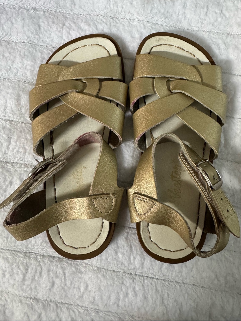 Weestep Metallic Gold Strappy Sandals with Velcro
